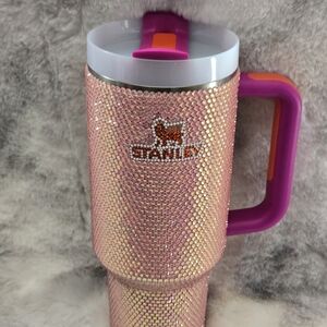 Stanley Pink Rhinestone Mug with Purple Handle